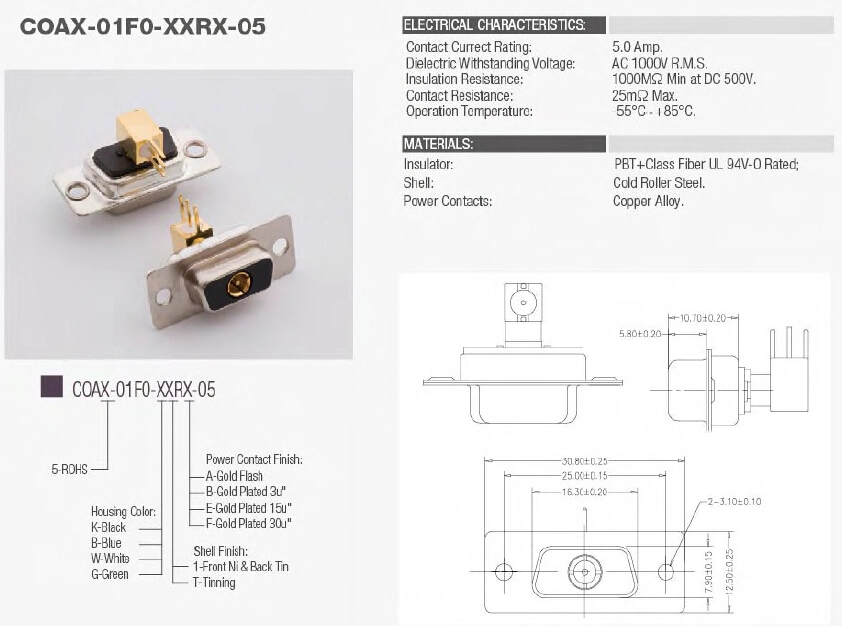 D Shape Connector with Coaxial Contact