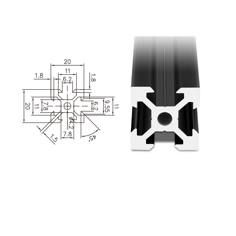 National Standard Industrial Aluminum Alloy Profile 4080 Sandblasted Black Color for Construction