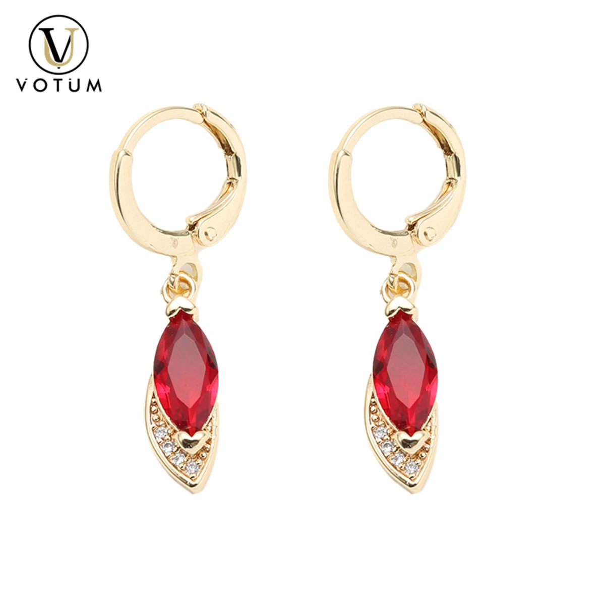 Votum Factory Customize S925 Sterling Silver Natural Crystal Dangle Earring with Diamonds Gold Plated Jewelry