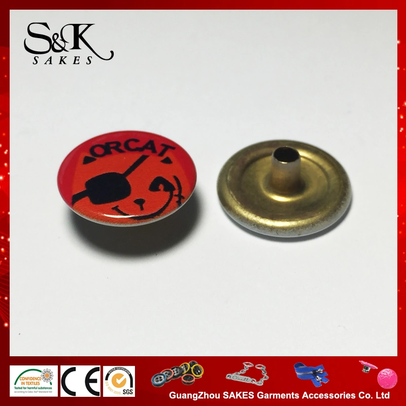 Lovely Style Silk Print Metal Brass Snap Button for Children Clothes