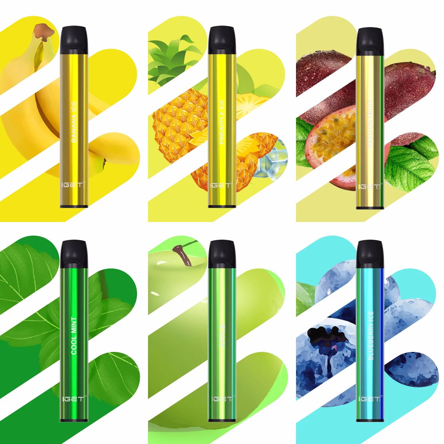 Iget Shion Vape stylo jetable 600 bouffées 2.4ml Prix de gros paquet cadeau saveur de fruits E CIGS Vape Pen