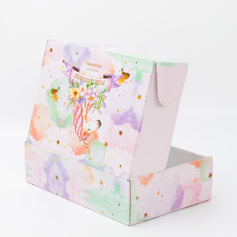 Unicorn Pattern Surface White Corrugated Paper Inner Airplane Box Foldable Holiday Children's Gift Shoes Packaging Paper Box