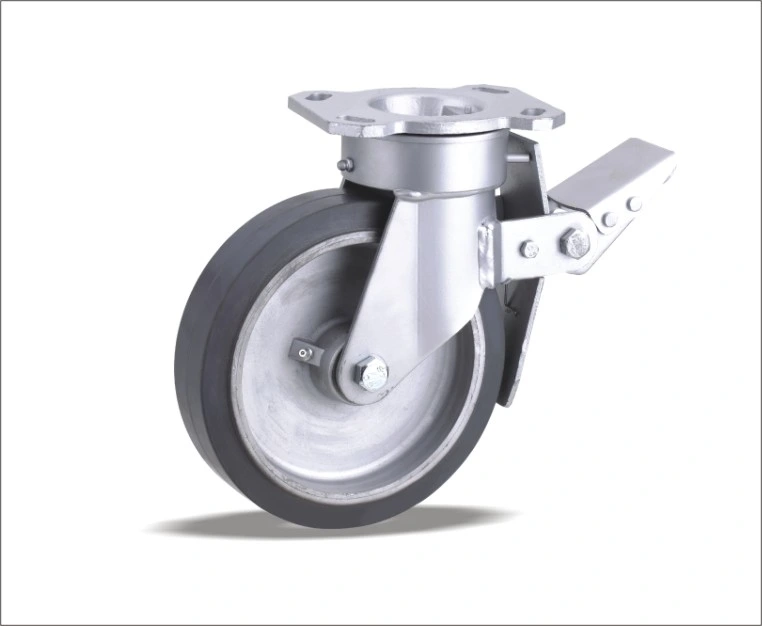 Top Quality Aluminum Core Swivel Caster with Elastic Rubber Wheels