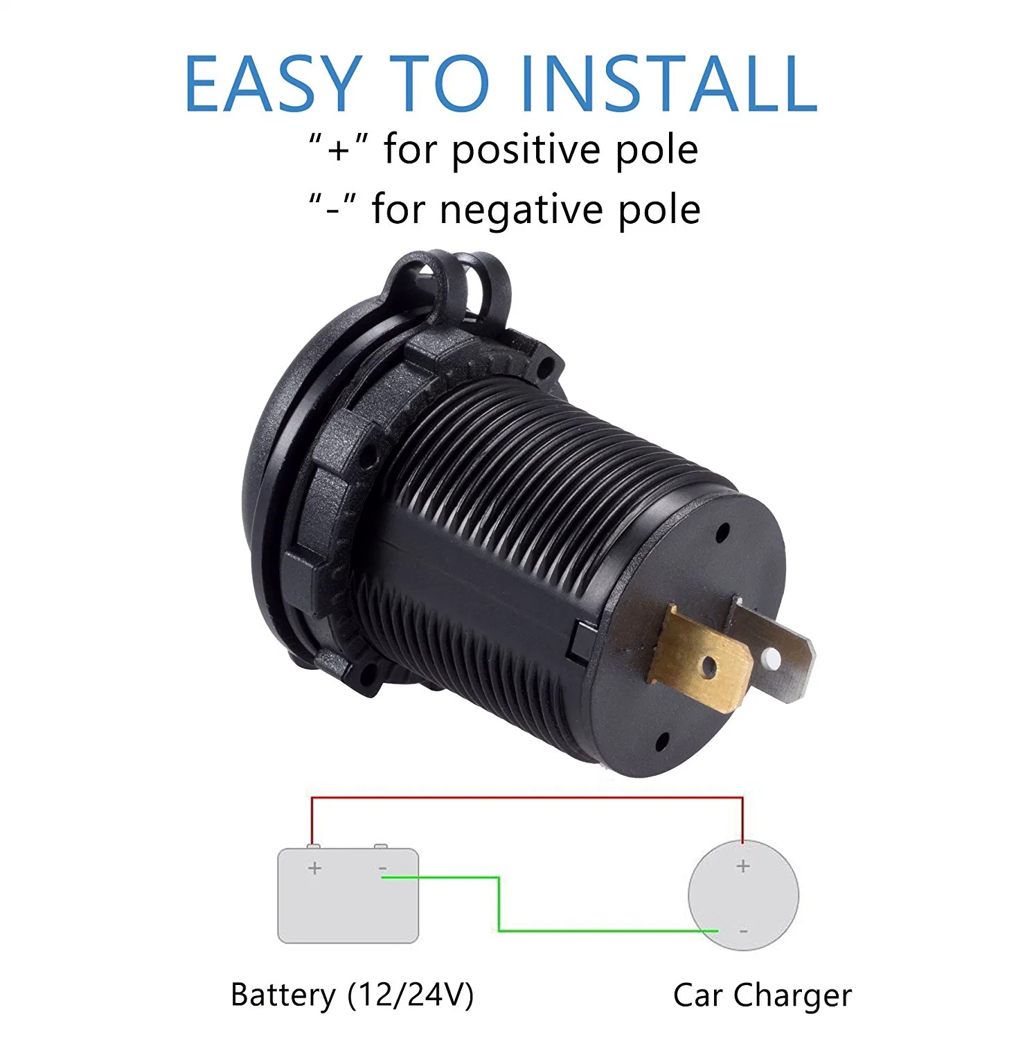 Carregador USB duplo impermeável Tomada Adaptador Fast Charge 5V 4.8A [2.4A &amp; 2.4A] para carro moto Móvel Marítimo de barco