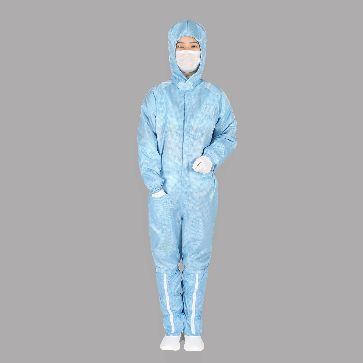 5mm Grid Women Manufacturer Work Clothes Antistatic Lab Coat ESD Garment with Hood