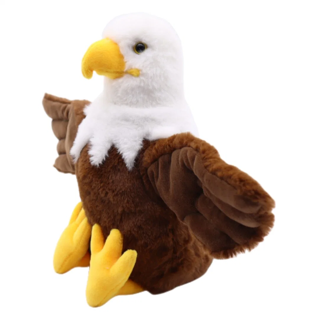 Großhandel/Lieferant Custom Plüsch Vogel Puppe Spielzeug Kinder Weich Gefüllt Lebensecht Animal America Weißadler-Puppe weiß/braun 26cm (H) Handpuppen White Head Eagle