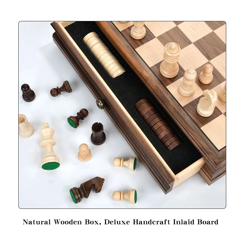 Wooden Chess Set Folding Magnetic Large Board Portable Travel Chess Set