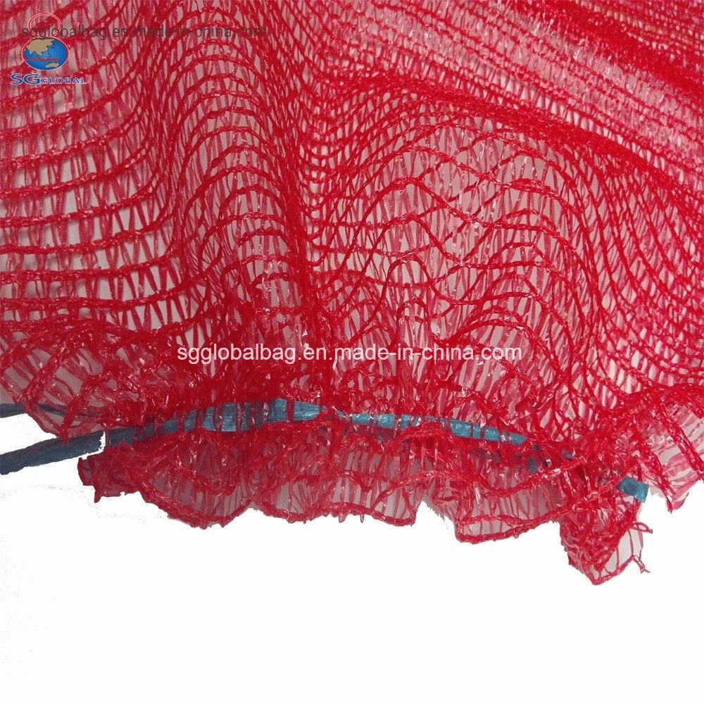 GRS CE SGS FDA Approved Factory Wholesale/Supplier Plastic Packing Leno Drawstring 10kg 25kg 50kg Onion Potato Cabbage Orange Mesh Net PE Raschel Bag for Fruit Vegetable