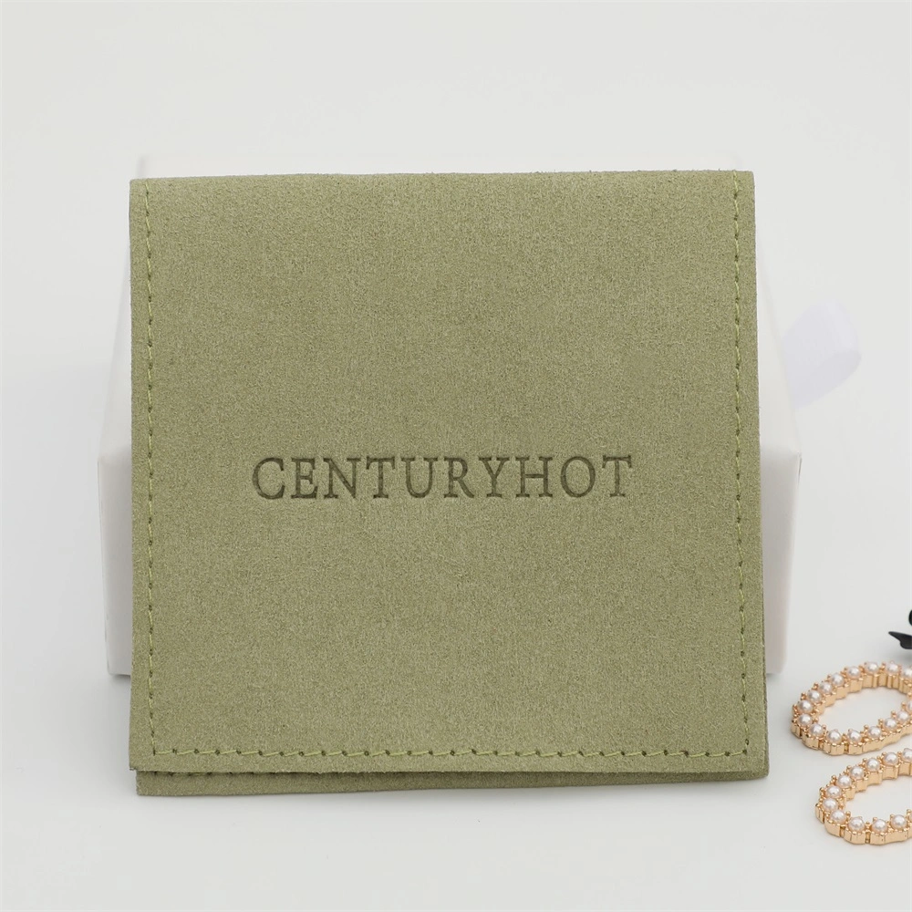 New Light Green Microfiber Pouch Velvet Pouch with Ribbon Jewelry Bags, High quality/High cost performance  Bracelet Packaging Pouch with You Logo