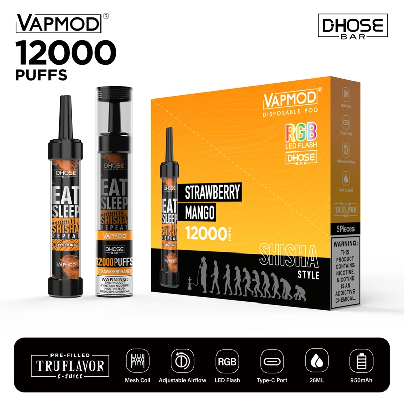 A mais recente caneta de papel de Vape descartável Vapmod 12000 puff Bar Bang Isqueiro e descartável recarregável com flash LED RGB Elf Voltbar XXL