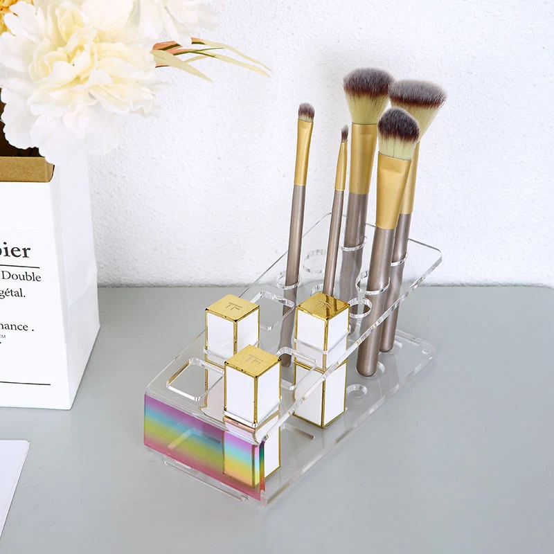 Rainbow design Portable PS Makeup Tool Stand Display Brush Stand Portable Dresser Plastic Makeup Brush Lipstick Storage Holder