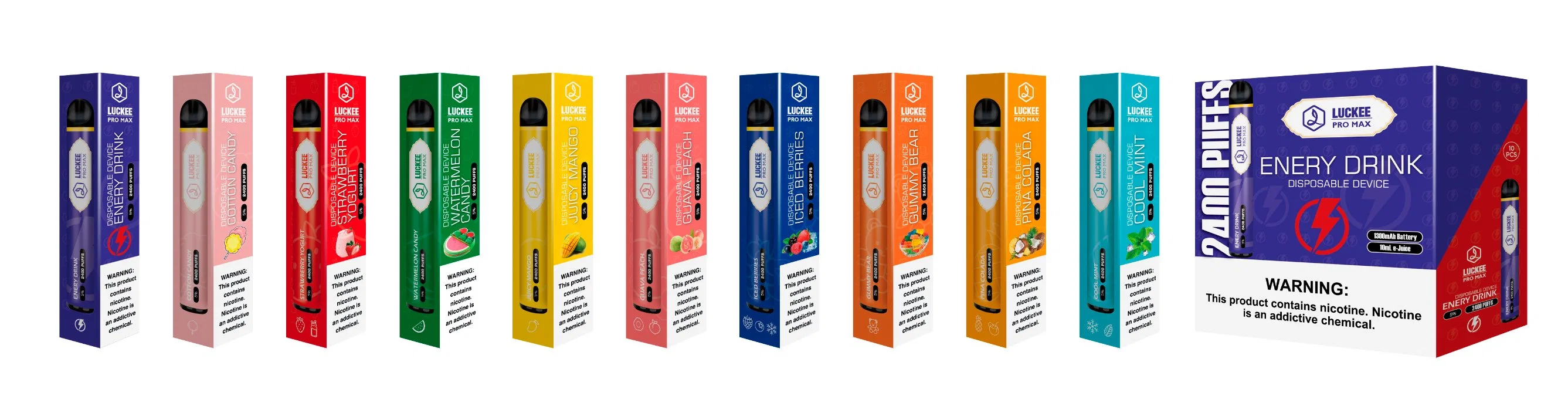 2022 colorido e Zigarette para Pen cigarrillo con CE 2400 FCC 7ml de zumo de bolitas de Vape