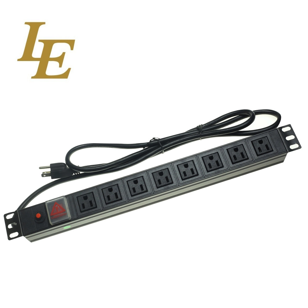 Le Wholesale/Supplier 19inch 1u Alu USA Type PDU 8 Power Outlet with Switch 110V 220V