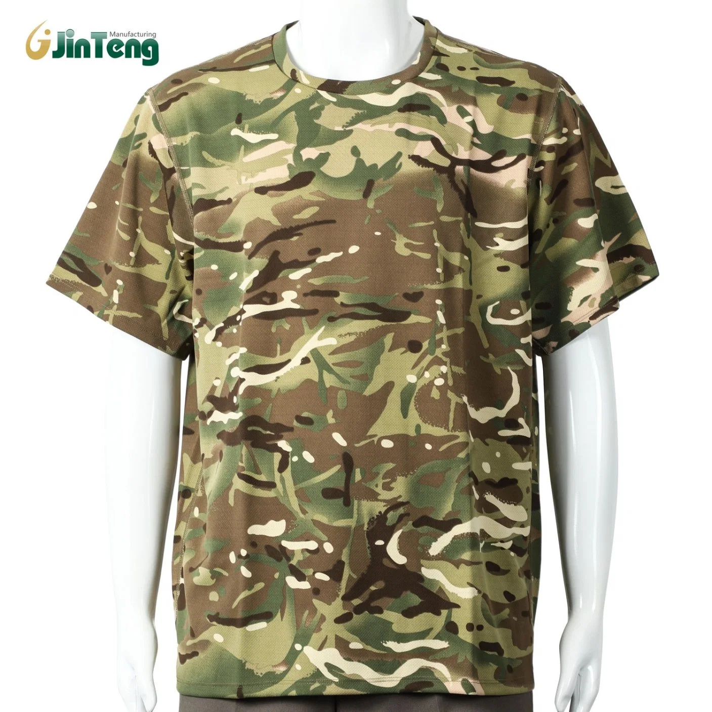 OEM Polyester Cotton Summer Jinteng Plain T Shirt Grey Military style Tactical T-Shirt