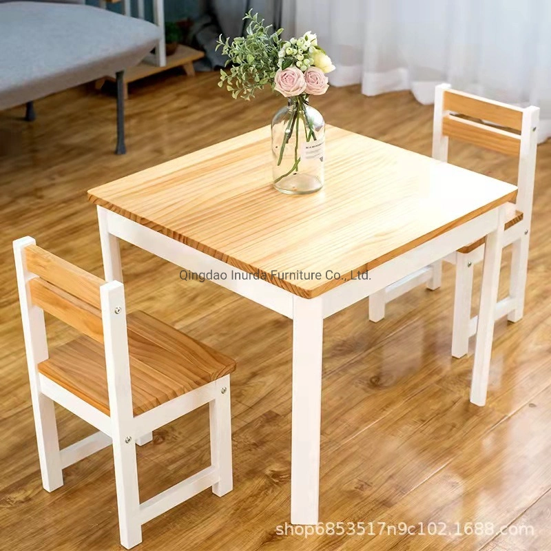 Modern Solid Wood Furniture Set of Children Dining Tables and Chairs Paly Study Desk