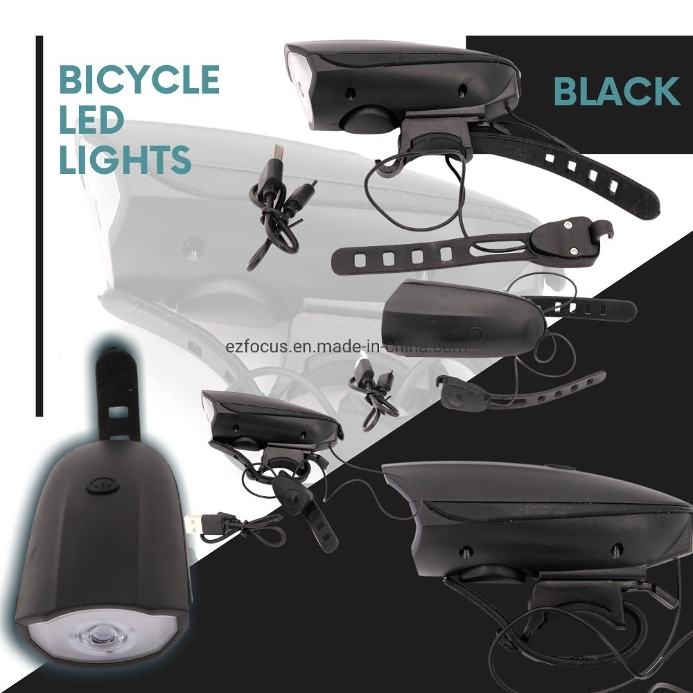 مصباح LED للدراجة 2 في 1 مع جرس كهربائي، الطنين القلاب، مصباح الدراجة الهوائية، مصباح الدراجة الهوائية، المصابيح الأمامية لركوب الدراجات Wyz14473