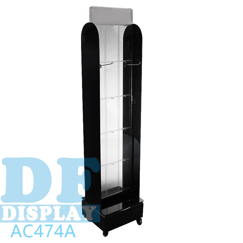 Floor Standing Cell Phone Accessory Display Rack Pegboard Display Rack with Wheels Acrylic Display Rack with LED