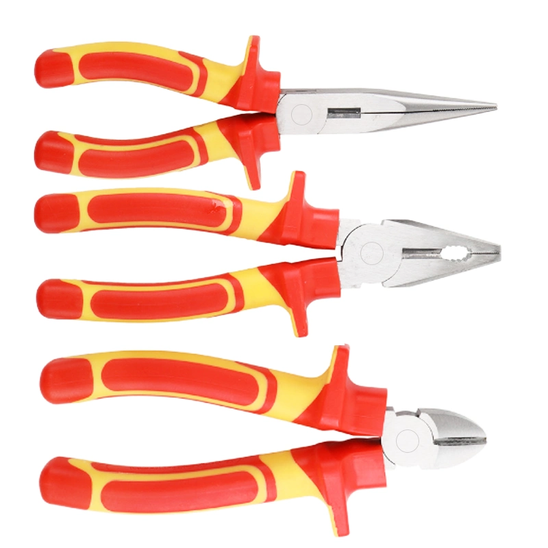 3pcs nez long les outils à main jeu de pinces de coupe avec poignée en plastique