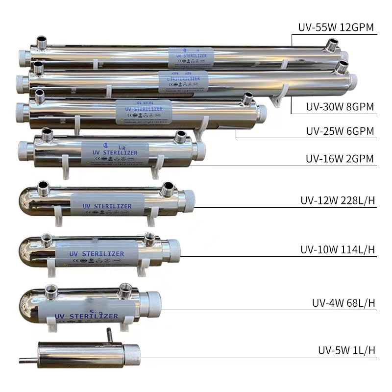 Acero inoxidable 304 sin el Ozono 8 gpm agua Esterilizador UV 30W Sistema de purificación de agua potable desinfección