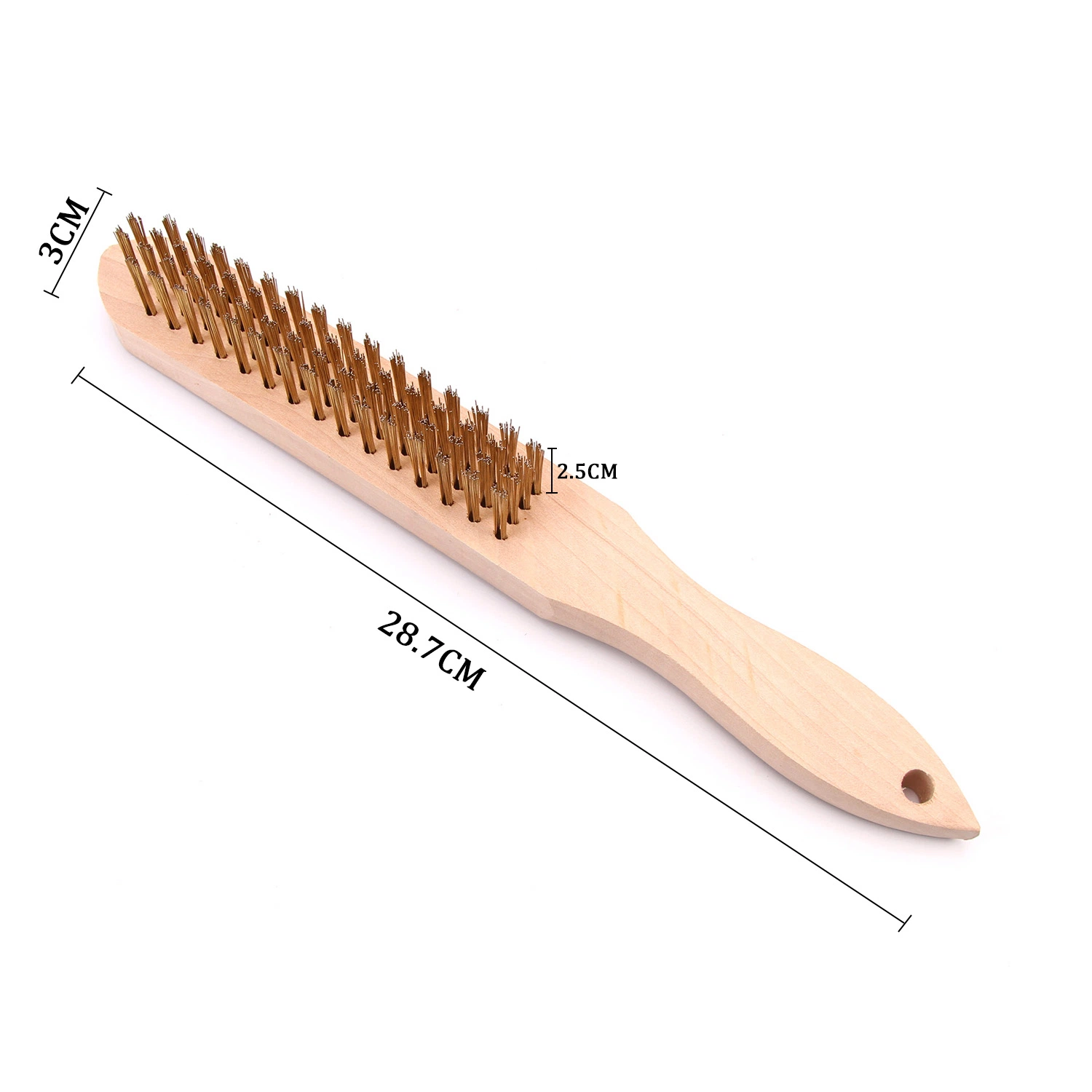 European Style Plated Wire Brush with Wooden Handle 4*16 Rows Brass