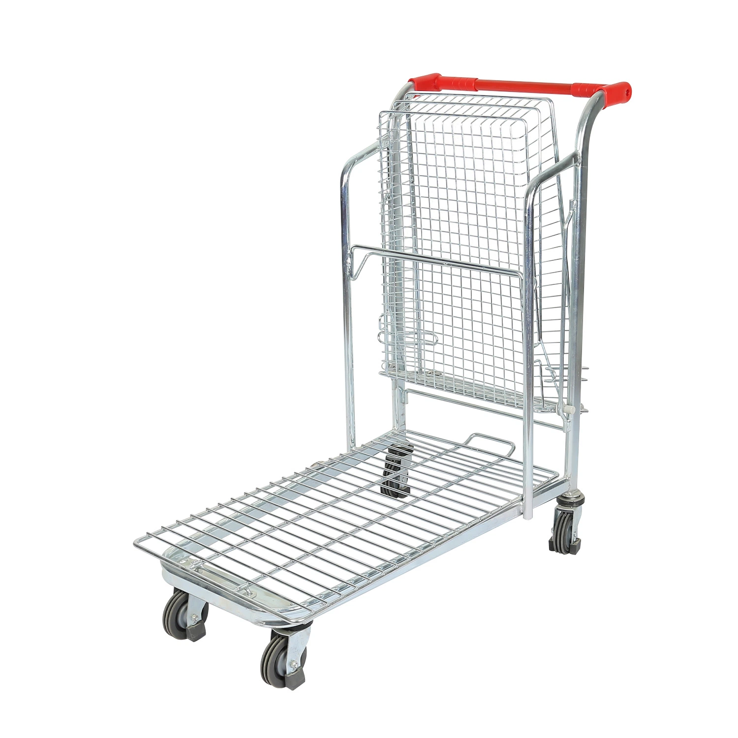 2 Layers Warehouse Wire Logistic Hand Cart Transport Trolley for Loading