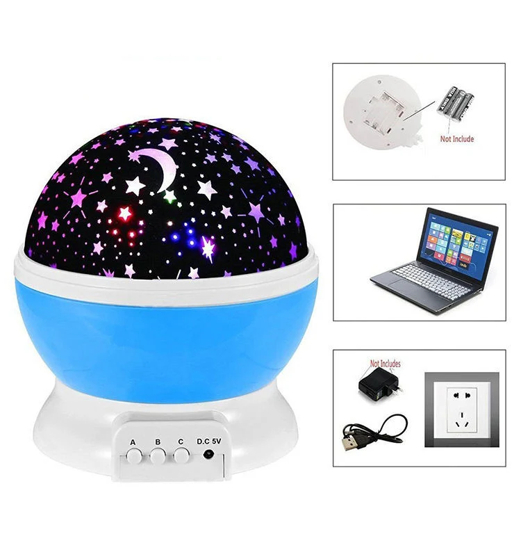 8 couleurs changeant projecteur Star Night Light Bureau rotatif à 360 degrés Lampe