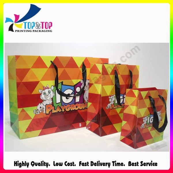 Custom Green Leaf Printing Paper Cosmetic Gift Bag Supplier