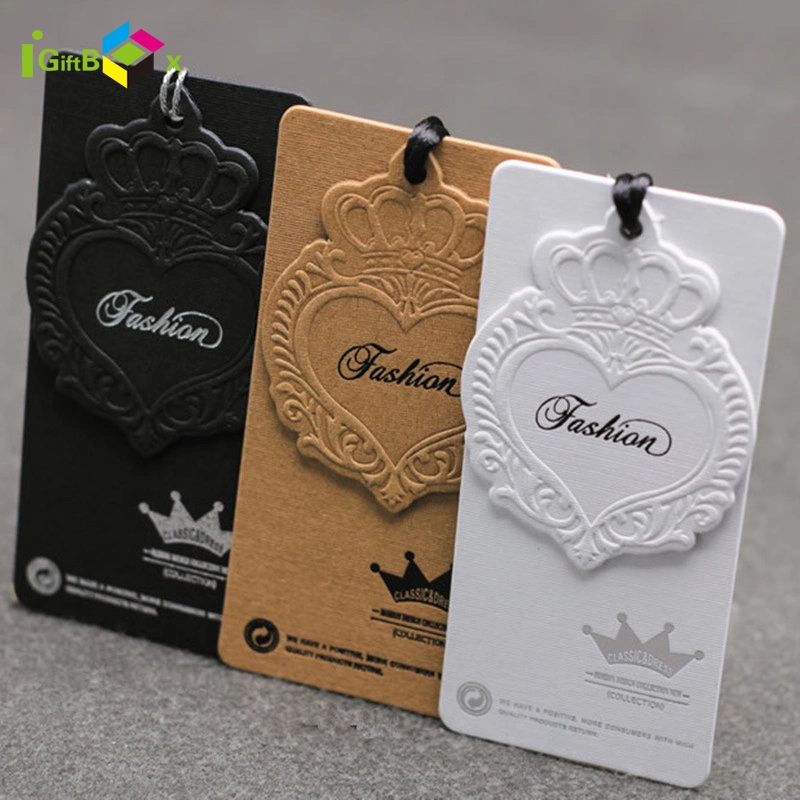 Custom Logo Price String Lock Label Printing Fashion Foil Printing Luggage Shoes Paper Clothing Jeans Hangtag Apparel Garment Hang Tag for Garment Accessories