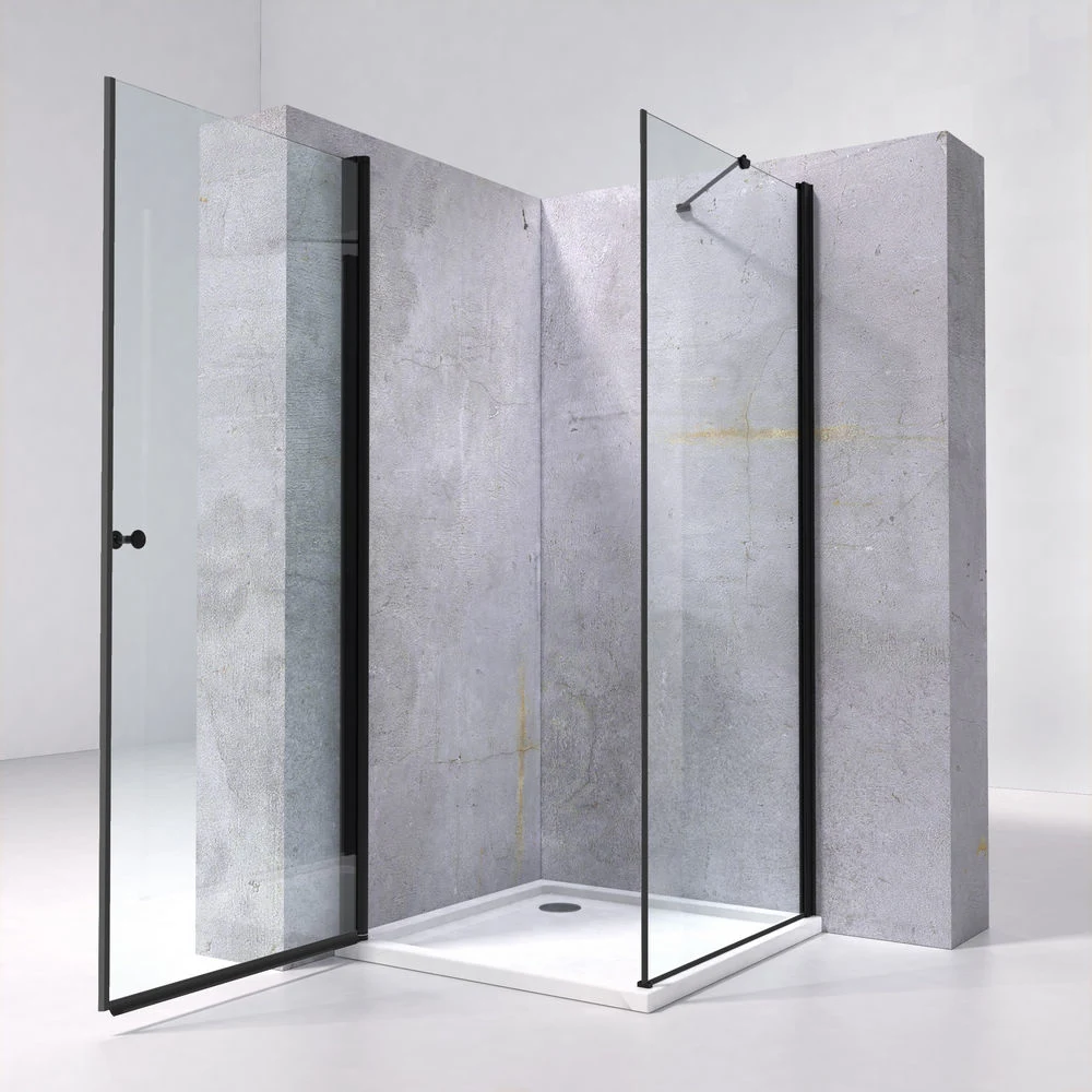 5mm Glass Black Aluminium Frame Sliding Shower Box Factory