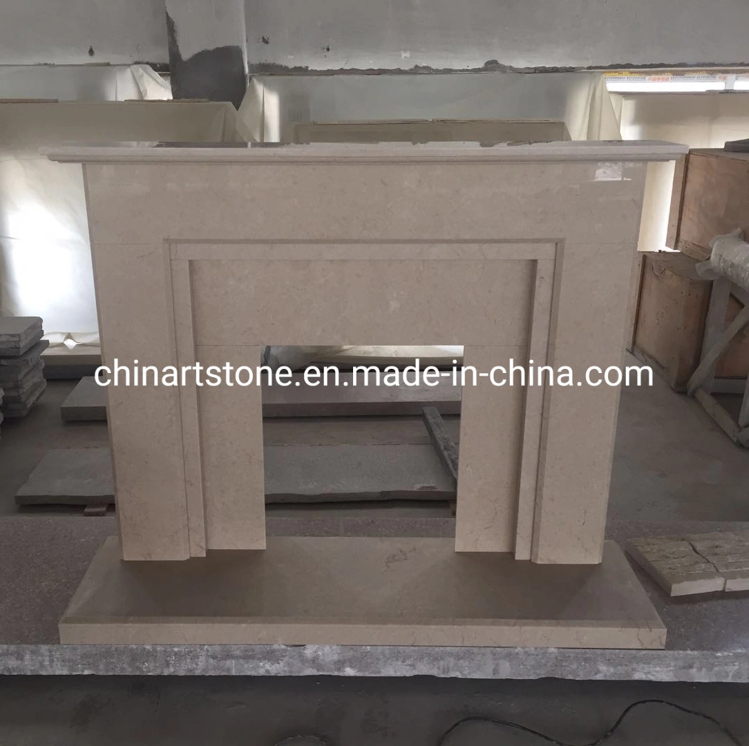 Simple Beige Color Marble Fireplace for Guestroom Decoration