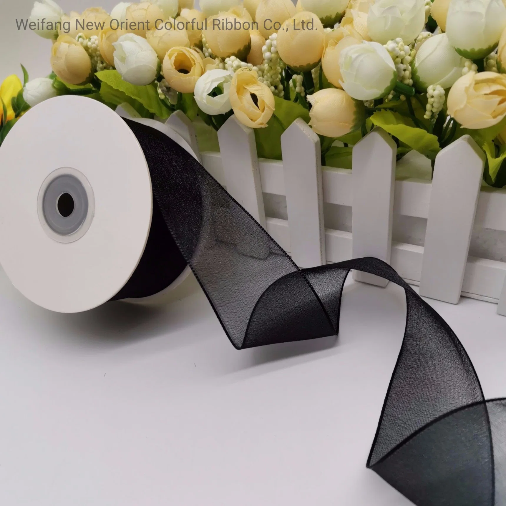 Factory Madegifts Craft Shining Sparkle Sheer Organza Ribbon White/Black Ribbons