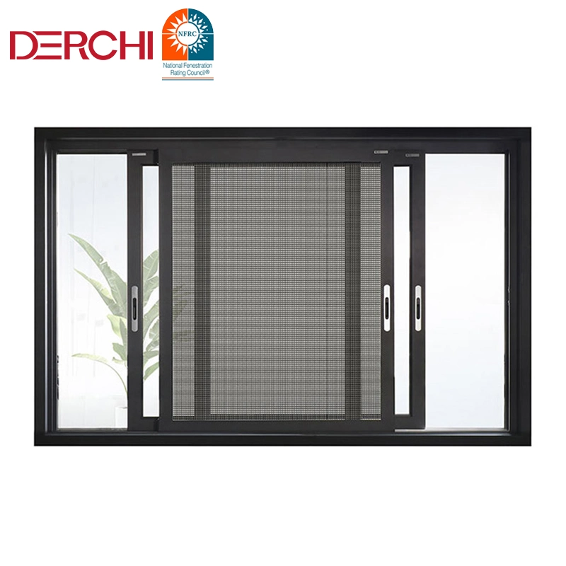 Derchi perfil de aluminio de buena calidad de la ventana corrediza ventanas horizontales y de la puerta de vidrio