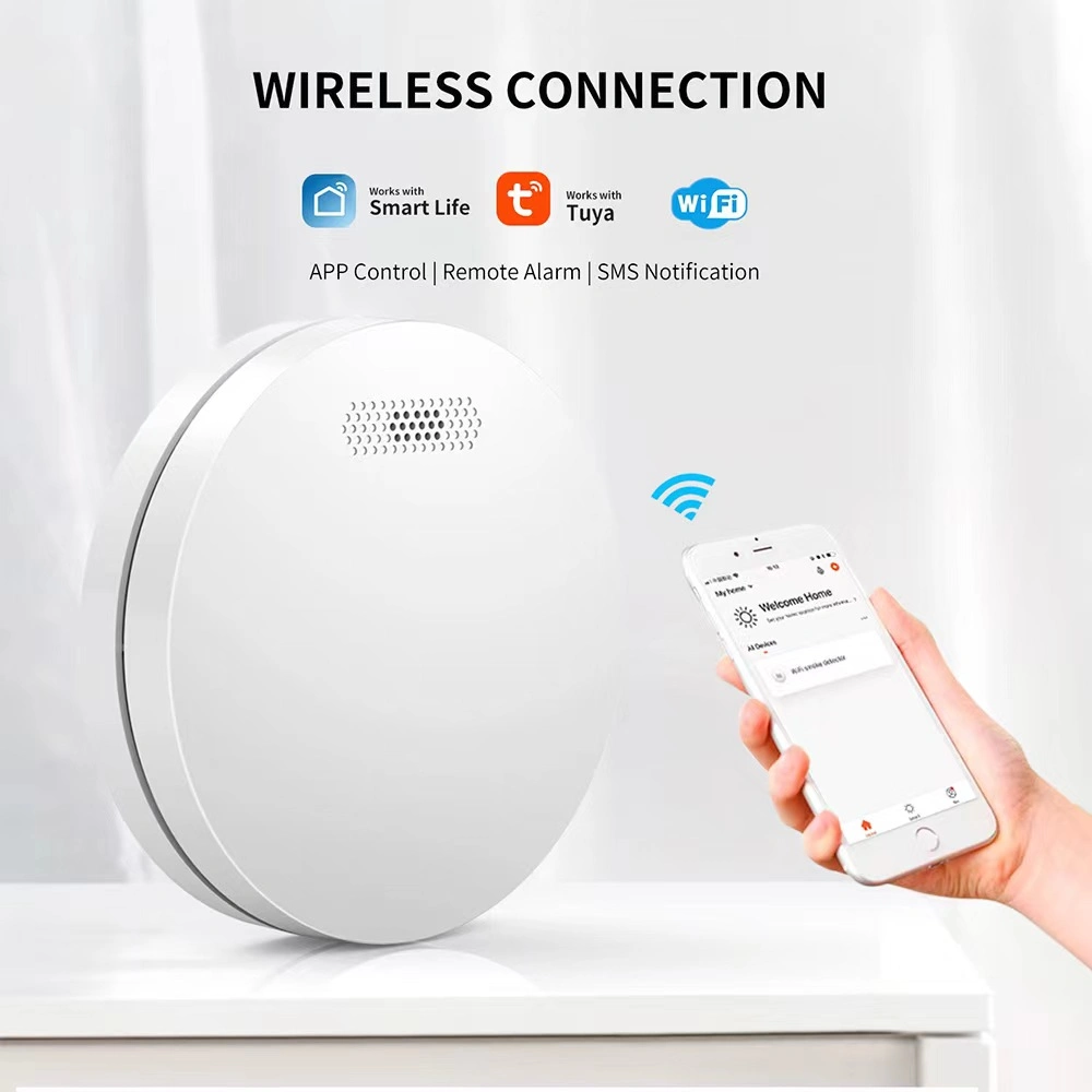 Aplicação Tuya Smart Home controlo remoto por voz Wi-Fi ultrafino Alarme de fumo Co e composto Sensor 2 do Detector de monóxido de carbono em 1