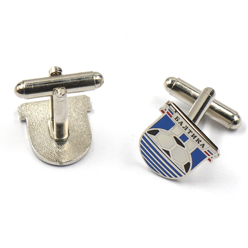 Fábrica de China hecho personalizado imitación chapado en plata y bronce Esmalte Duro Rusia Baltika Cufflink Fútbol Club