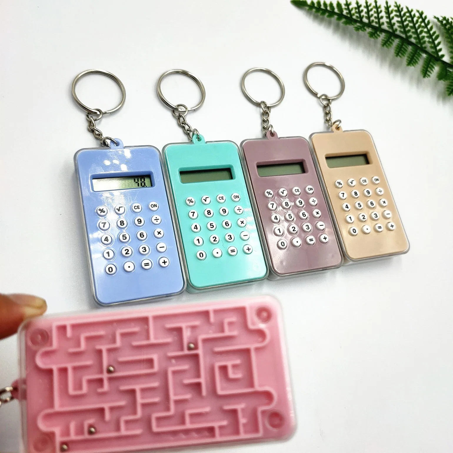 Wholesale Key Chains Plastic Mini Keychains Handheld Cartoon Cute Pocket Calculator Key Chains Stationery Key Rings