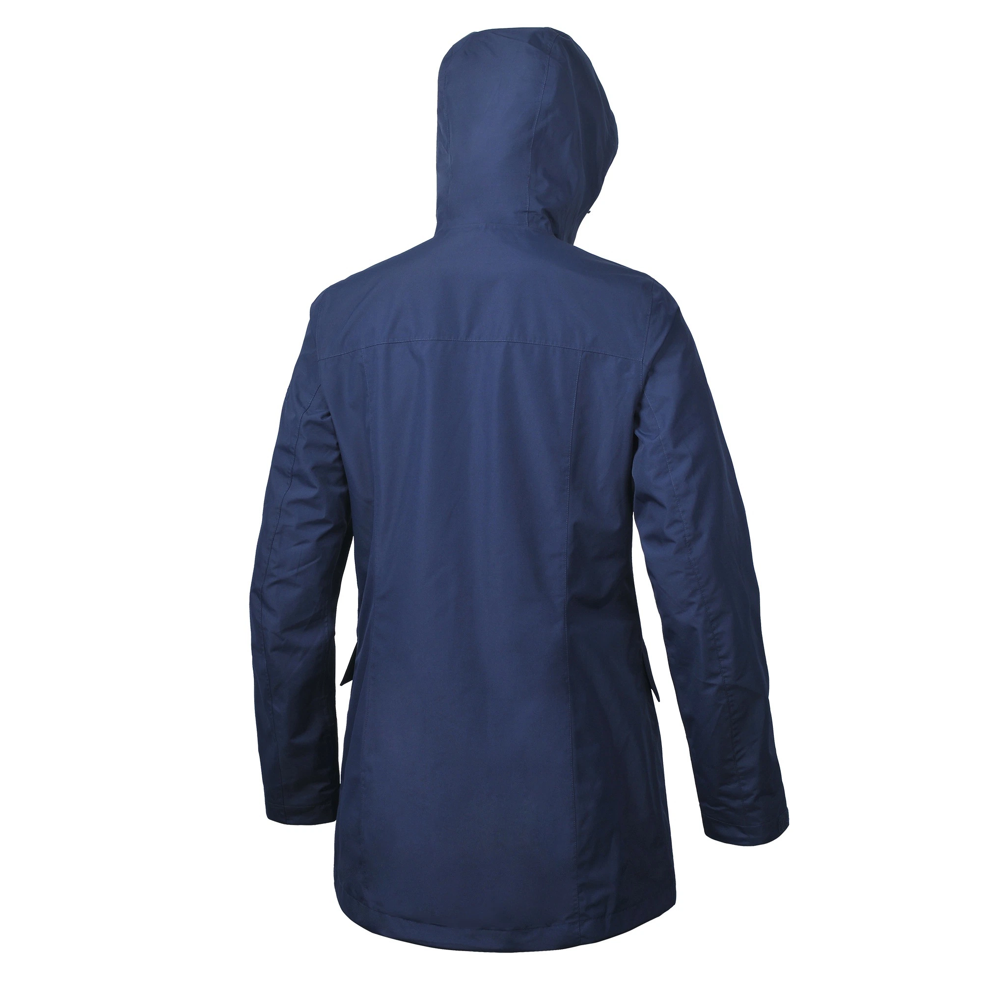 Women Dark Navy Color Clothing Long Raincoat Waterproof Breathable Jackets with Hoody