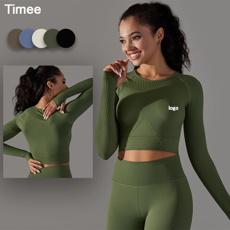 Wholesale Seamless Long Sleeve Tops De Mujer Gym Tops Yoga Clothes