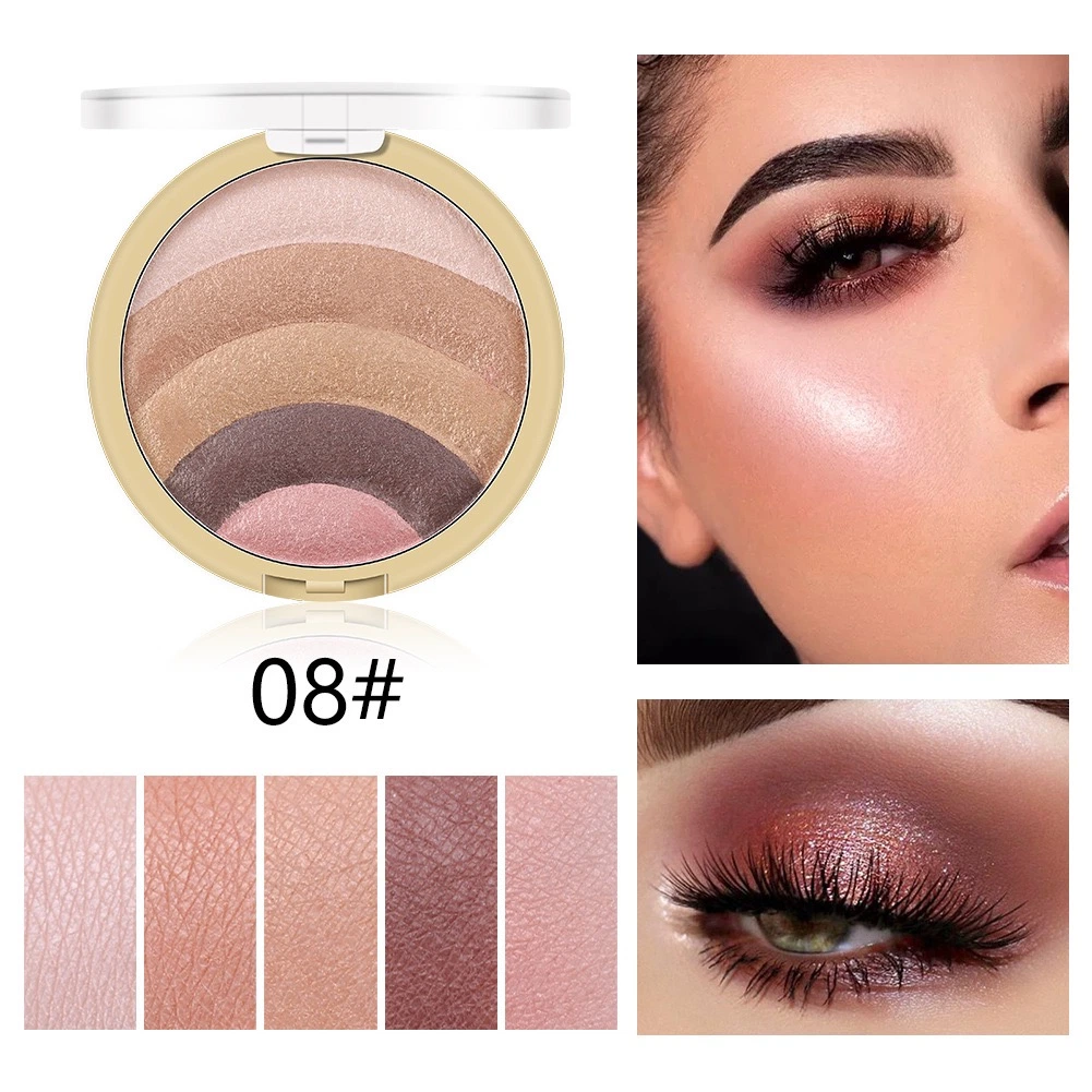 Senhor-14 10 Arco-íris de cores Gloss Eyeshadow cozido em pó corar de reparação Paleta Eyeshadow corar preguiçosa Salão Espelho