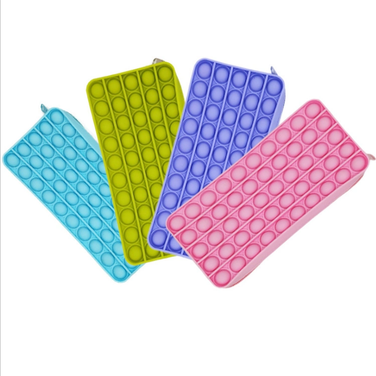 Funda de lápiz Fidget Push It Popper Toys burbuja sensorial de silicona Caja de juguete para alivio de estrés