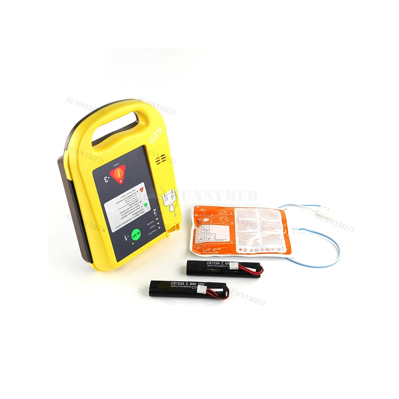 Sy-C025 Medizinische Notfallausrüstung Tragbarer Herzschrittmacher AED automatisierter externer Defibrillator Mit Englisch/Spanisch