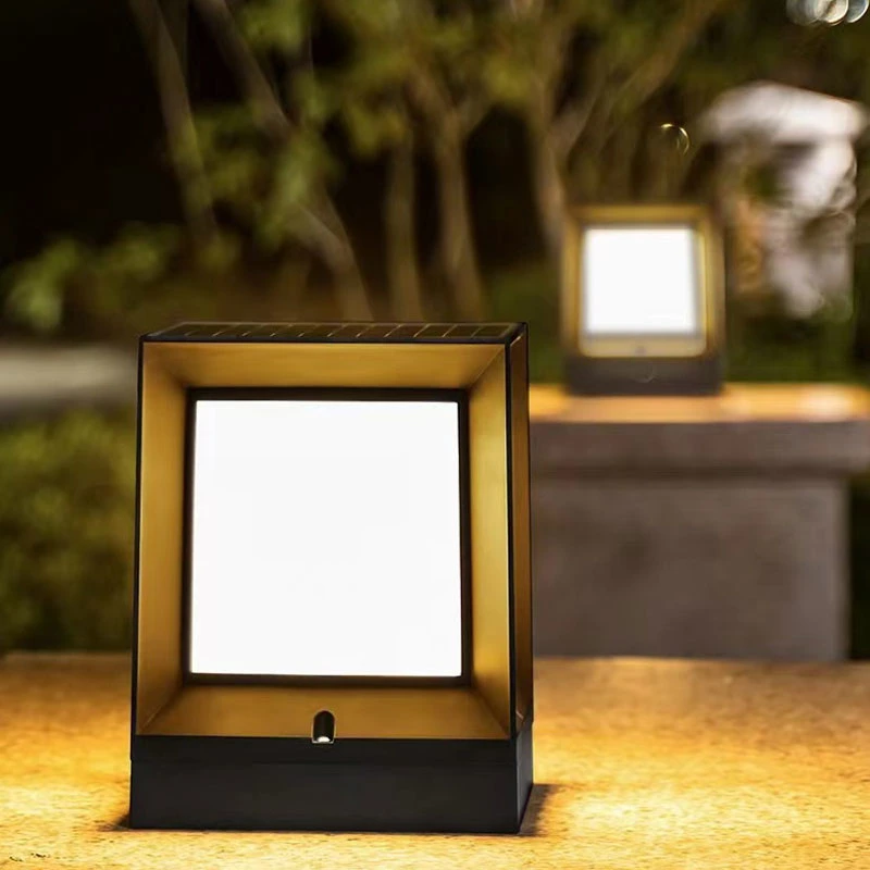 Square Outdoor Lighting Waterproof Solar Garden Lighting Pillar Light