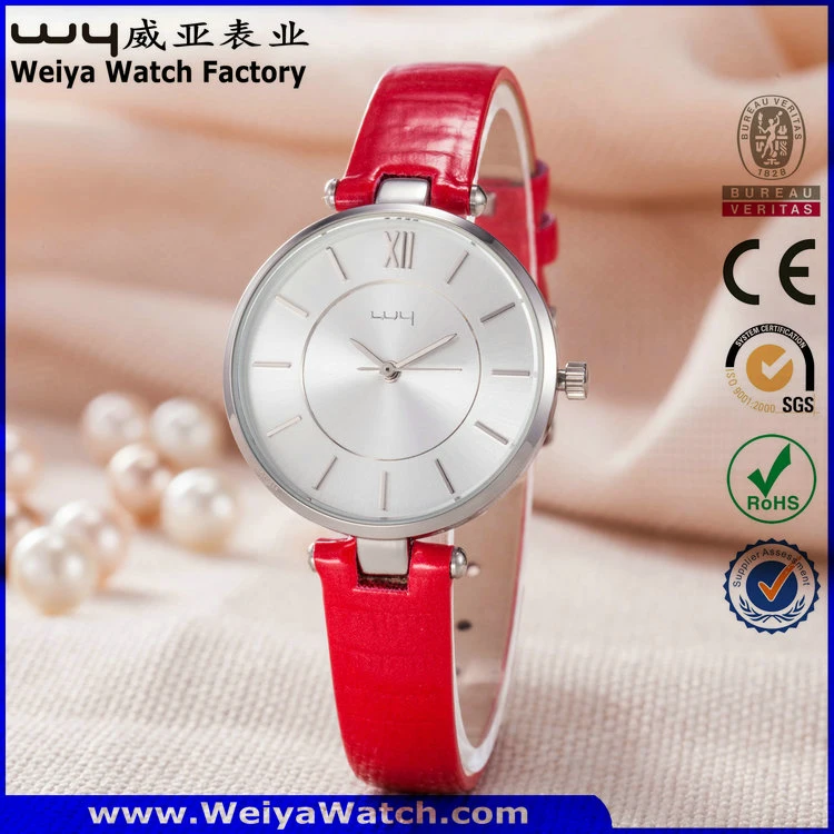 Mode Usine Bracelet en cuir occasionnels Quartz Mesdames Watch (Wy-061E)