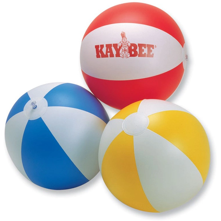 Promoción personalizada PVC inflable Beach Ball Blanco y Azul