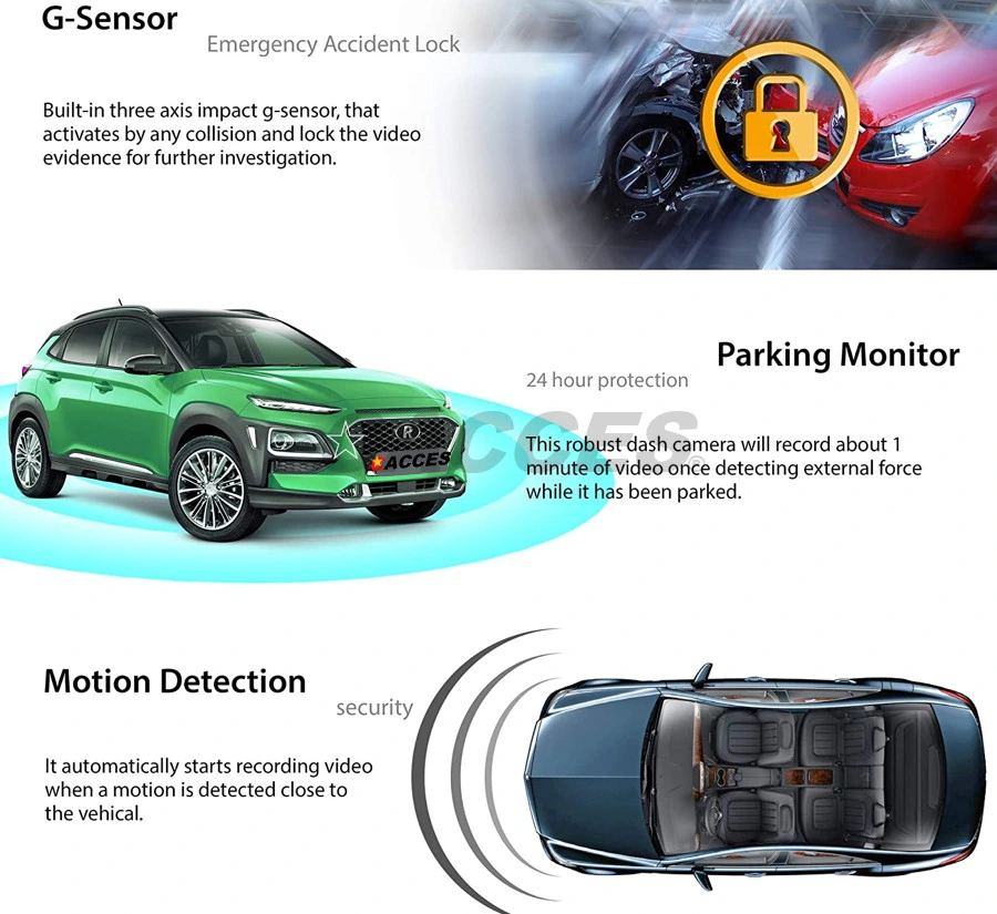 Cámara Dash Cam 2 delantera y trasera para coche, delantera y trasera 2 millones de píxeles, Full HD, GPS, equipado Con la función de notificación de aproximación de vehículo subsiguiente, asistencia de conducción segura