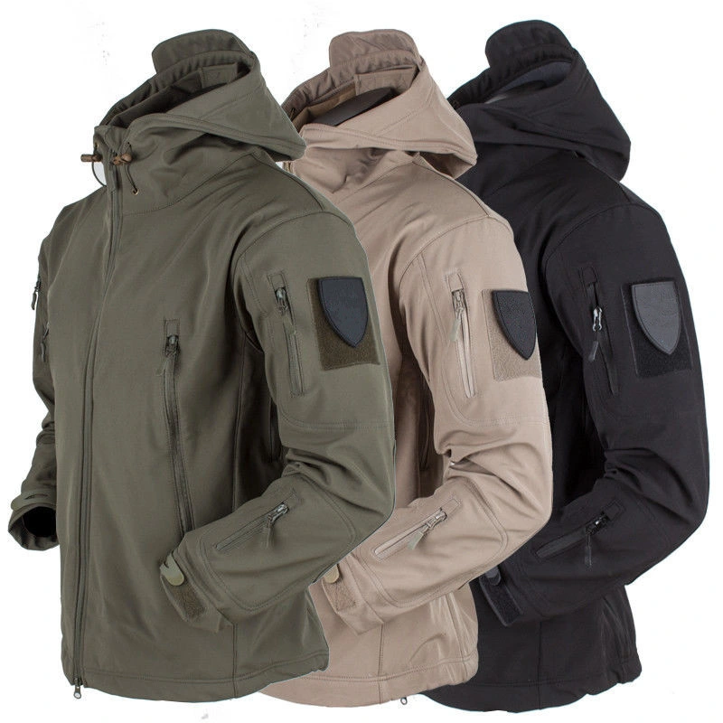 OEM Nueva moda para hombres Chaqueta táctica softshell con capucha para exteriores de forro polar abrigo.