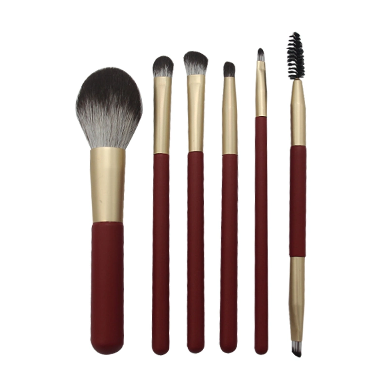 Hot Sale 6PCS Mini Makeup Brush Set Red Soft Hair Portable Beginner Beauty Tool