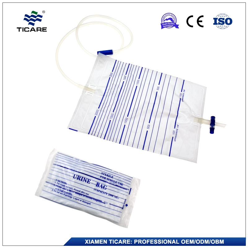 Overnight Bedside Reusable Changing Standard T Valve Medical Urine Bag for Patient Incontinence