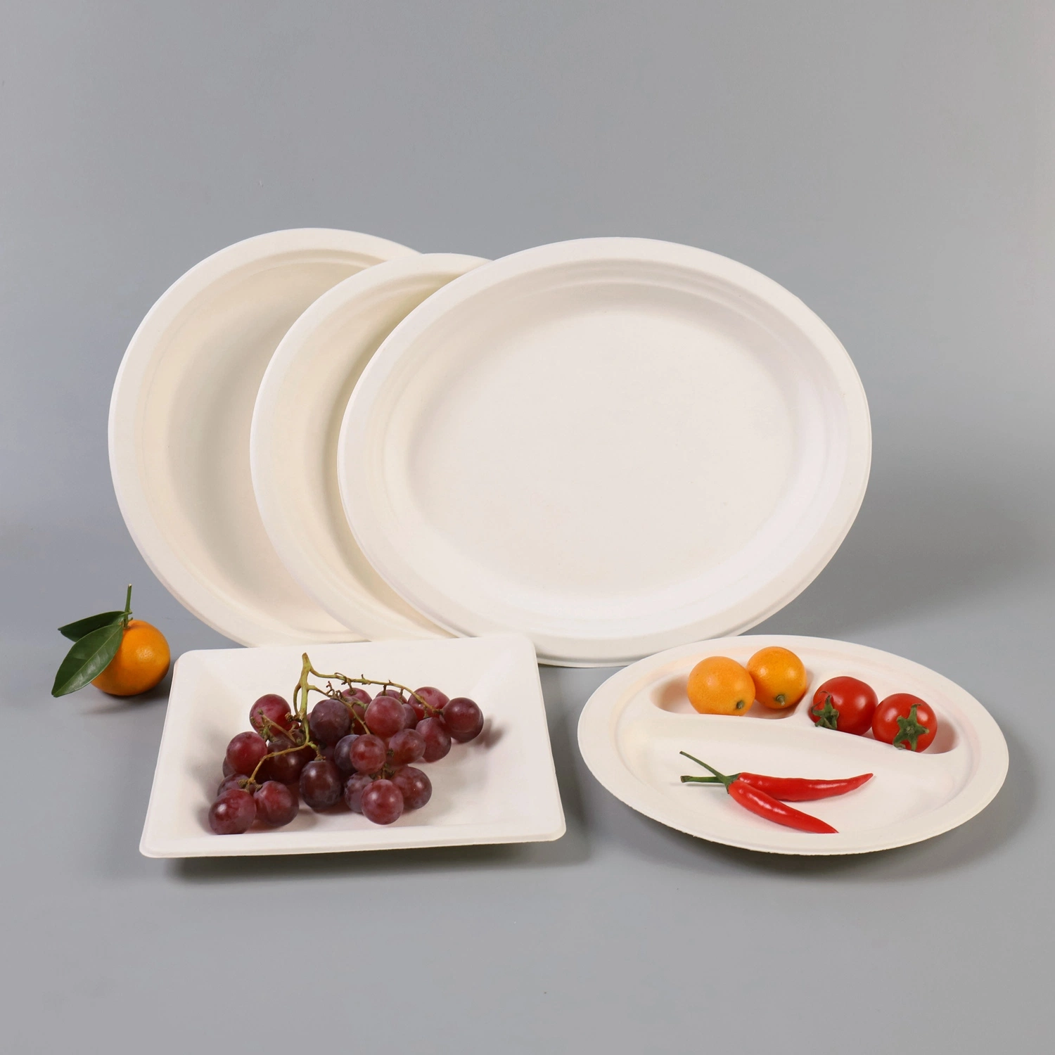 Disposable Biodegradable100% Compostable Sugarcane Bagasse Food Plates