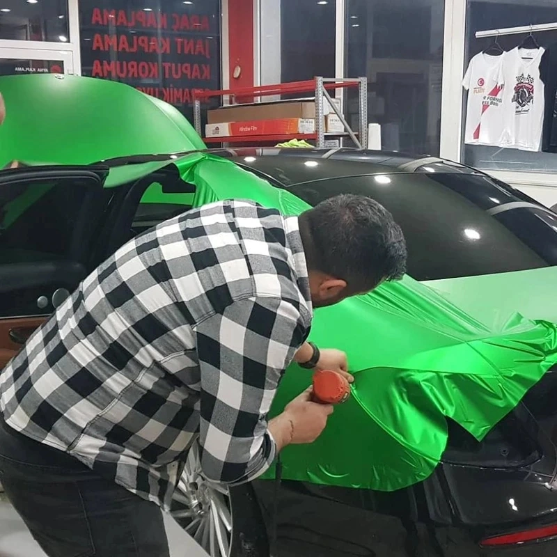 Satin Matte Green Chrome Car Wrap Vinyl Film with Air Bubble Free