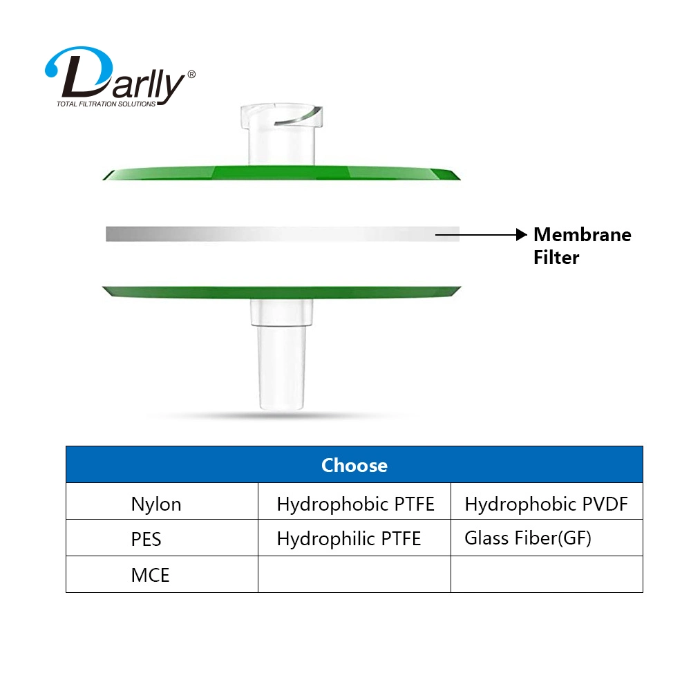 Outer Diameter 25mm / 13mm Syringe Filters Lab Disposables with Pes / PTFE Media 0.22/0.45 Micron, 100 PCS/Pack